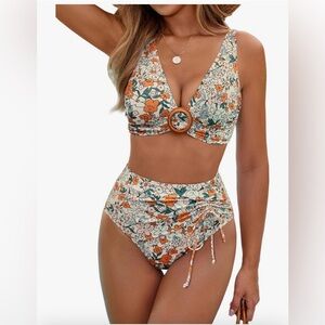 BMJL Floral High Waisted Bikini Set V Neck Tummy Control Swimsuit